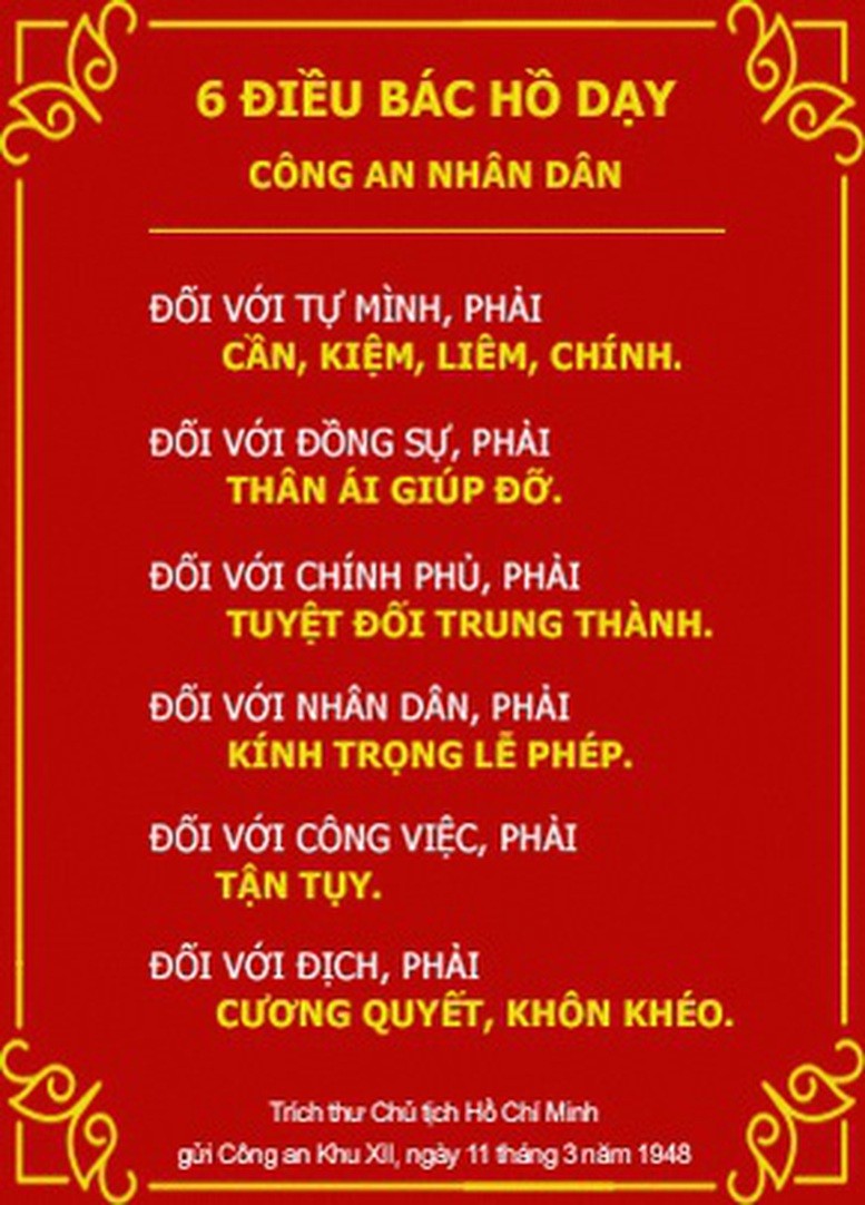 Tư liệu về điều bác Hồ dạy công an nhân dân