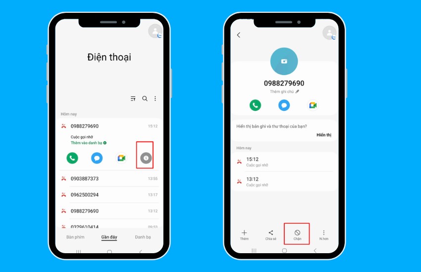 Điện thoại Android hiển thị tùy chọn chặn số điện thoại lạ