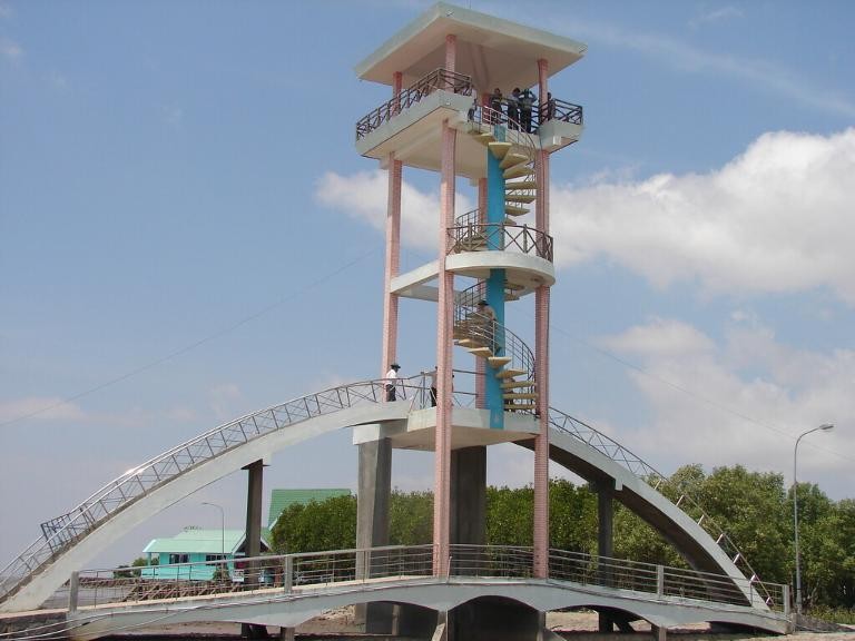 Từ vọng Hải Đài nhìn xuống, bạn sẽ được chiêm ngưỡng khung cảnh đất mũi Cà Mau