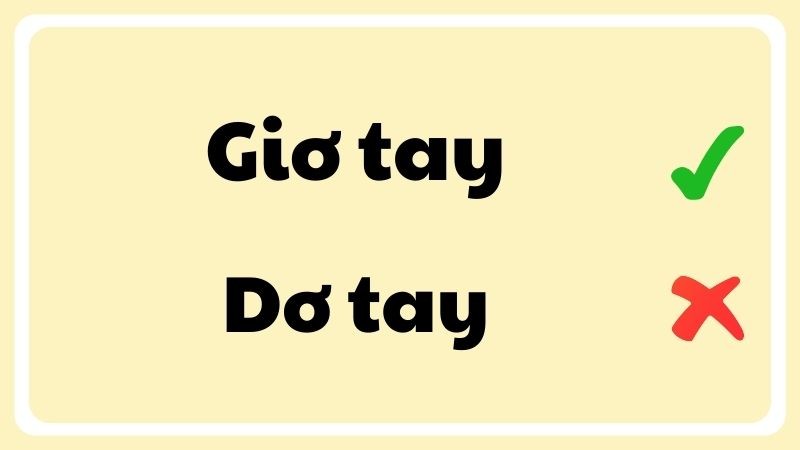 Một bàn tay giơ lên với dòng chữ "Giơ tay hay dơ tay"