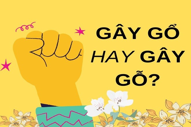 Chú thích hình ảnh minh họa về sự nhầm lẫn giữa gây gổ và gây gỗ